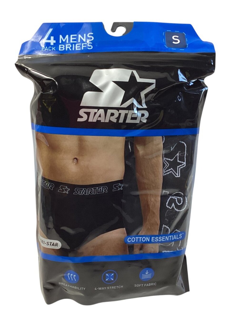 Starter Men's Cotton Essentials Briefs (4-Pack), Size Small